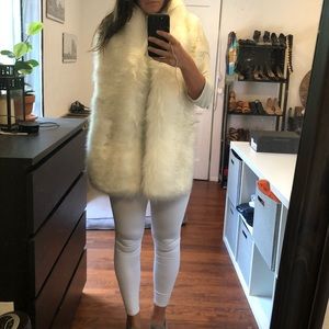 White faux fur shawl